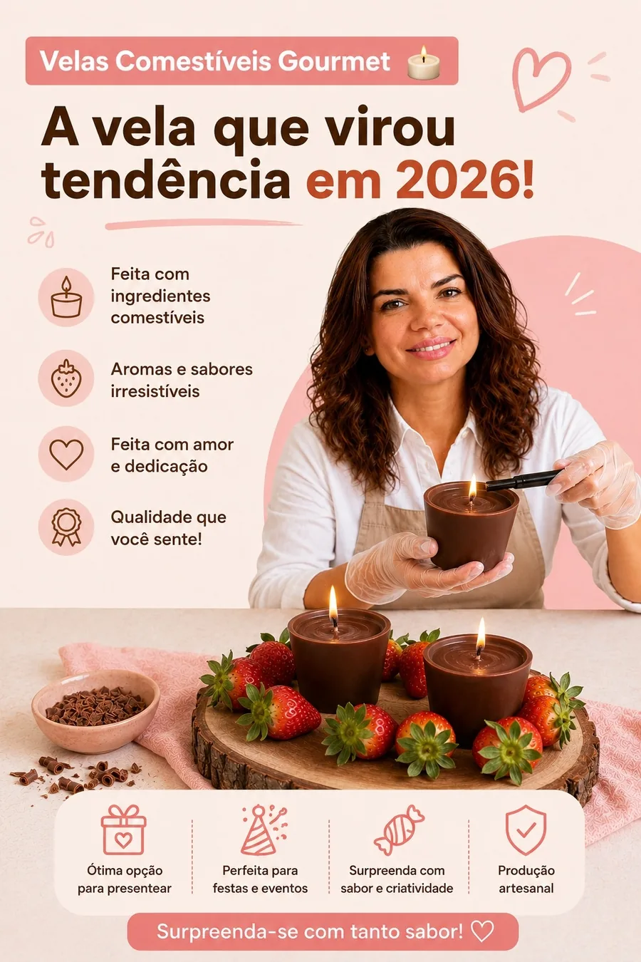Vela comestível decorada