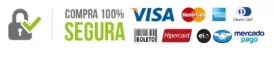 Compra segura — Visa, Mastercard, Elo, boleto e Pix